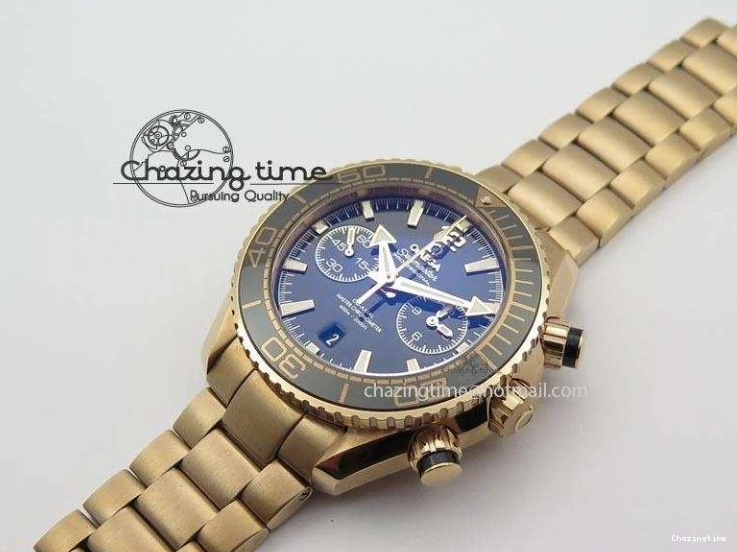 0601 Premium Seamaster Professional Chrono RG Black Ceramic Black Dial On RG Bracelet A 8212
